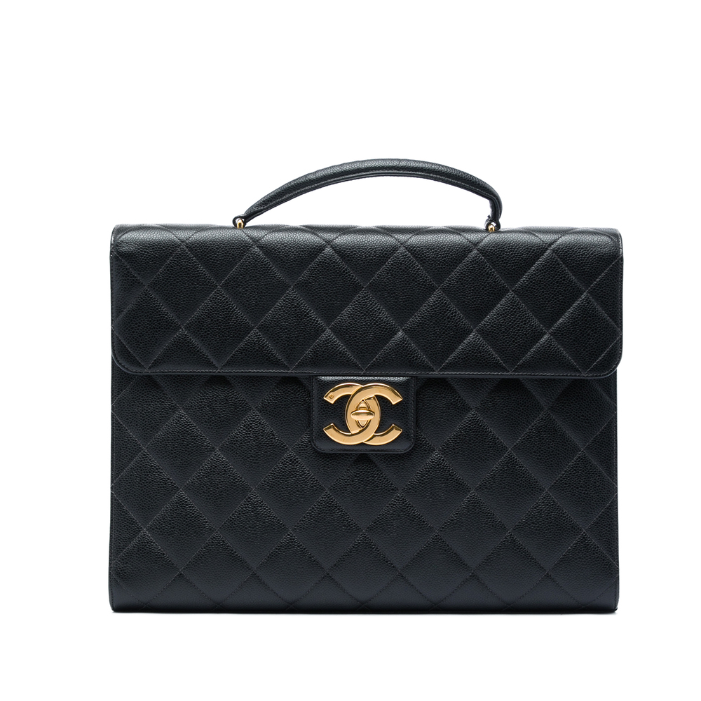 Pre-Loved Chanel CC Quilted Caviar Briefcase